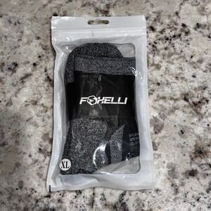 Foxelli Hiking Socks Mens XL Black Grey Marled Performance Outdoor Crew Socks